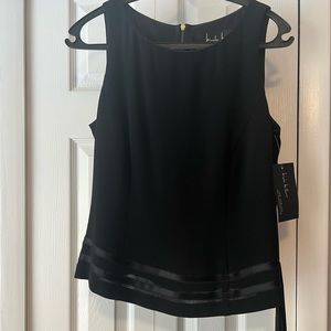 Vintage Nicole Miller Black Sleeveless Top with String Details Size 10